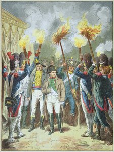 Keisari Napolon I kehui murinallaan Austerlitzin taistelun aattona vuonna 1805. tekijältä Frederic Theodore Lix