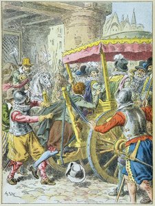 Franois Ravaillacin kuningas Henri IV:n murha Rue de la Ferronnerie Paris -kadulla, 14. toukokuuta tekijältä Frederic Theodore Lix