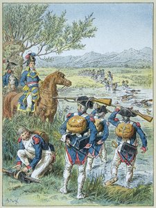 Toinen Zürichin taistelu - Lintzin läpikulku vuonna 1799 Massenan armeijan toimesta tekijältä Frederic Theodore Lix