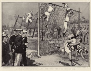 Naval Athletic -kokous, skaalata torpedoverkkoa estekilpailussa tekijältä Frederic de Haenen