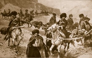 Kasakka-ambulanssisaattue Kaukasian vuoristossa 1914-19. tekijältä Frederic de Haenen