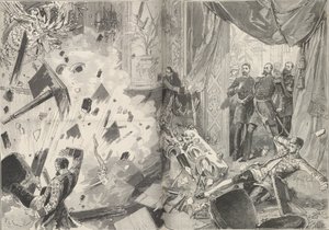 Keisari Aleksanteri II räjähdyksen jälkeen, iltana 17. helmikuuta 1880. tekijältä Frederic de Haenen