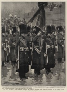 Jumala varjelkoon kuningasta, Lord Roberts tervehti kansallislaulua Pyhän Jaakobin palatsin julistuksen jälkeen tekijältä Frederic de Haenen