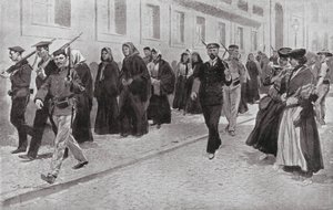 Nunnat tasavallan suojeluksessa vallankumouksen aikana (litografia) tekijältä Frederic de Haenen