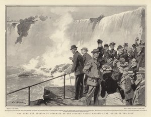 Cornwallin herttua ja herttuatar Niagaran putouksilla katsomassa sumun lasta tekijältä Frederic de Haenen