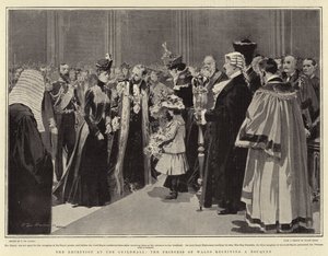 Vastaanotto Guildhallissa, Walesin prinsessa saa kimpun tekijältä Frederic de Haenen