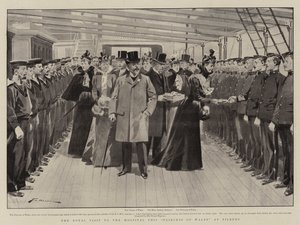 Kuninkaallinen vierailu sairaalalaivassa Princess of Wales Tilburyssa tekijältä Frederic de Haenen