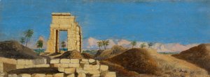 Ruins in the Desert, n. 1846-1907 (öljy aluksella) tekijältä Frederica Countess of Scarborough Drummond