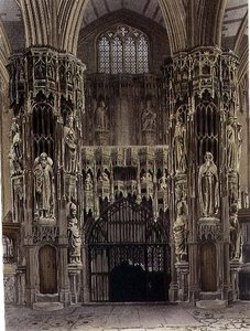 Henry the Fifth Chapel, levy 52 Westminster Abbeystä, kaiverrus J. Bluck (fl.1791-1831) pub. kirjoittanut Rudolph Ackermann (1764-1834) 1811 (akvatinta)