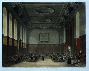 Winchester Collegen kouluhuone, "Historia of Winchester Collegesta", osa "History of the Colleges", kaivertanut Joseph Constantine Stadler (fl.1780-1812) pub. Kirjailija: R. Ackermann