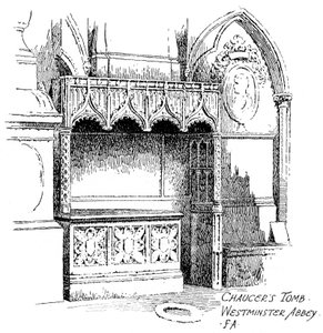 Chaucersin hauta, Westminster Abbey, Lontoo, 1912.