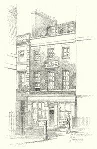 De Quinceyn talo, Soho (litografia) tekijältä Frederick Adcock