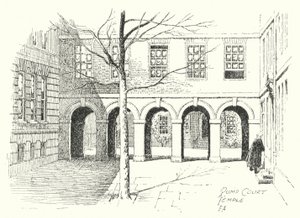 Pump Court, Temple (litografia) tekijältä Frederick Adcock
