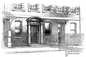 Sir James Thornhillsin talo, 75 Dean Street, Lontoo, 1912 tekijältä Frederick Adcock