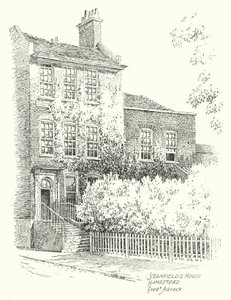 Stanfieldin talo, Hampstead (litografia) tekijältä Frederick Adcock