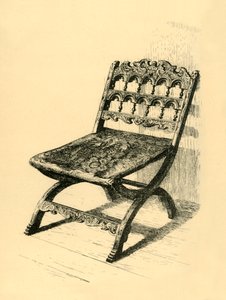 Taitettava tuoli, pähkinäpuuta, 1500-1600-luku, 1881.