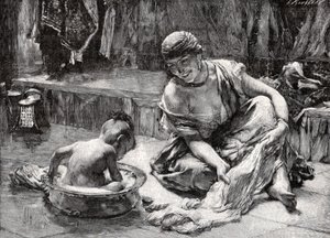 Lapsikylpylä, Egypti tekijältä Frederick Arthur Bridgman