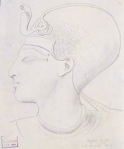 Tutkimus Seti I:n (1394-1279 eKr.) päällikön kohokuviosta Seti I:n temppelissä, Abydos, 1874 tekijältä Frederick Arthur Bridgman