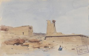 Dendurin temppeli, jossa näkyy pylväs ja terassi, 1874. tekijältä Frederick Arthur Bridgman