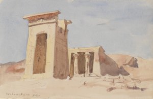Dendurin temppeli, jossa näkyy pylväs, 1874. tekijältä Frederick Arthur Bridgman