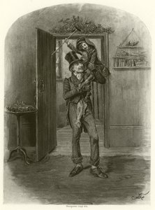 Bob Cratchit ja Tiny Tim (syväpaino) tekijältä Frederick Barnard