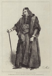 Henry Irving Shylockin roolissa Venetsian kauppias -näytelmässä Lyceum-teatterissa. tekijältä Frederick Barnard
