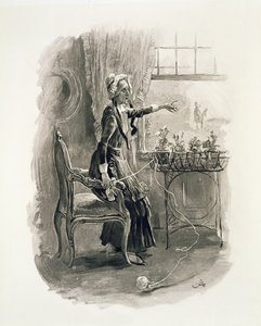 Mrs Betsy Trotwood, Thomas Archerin "Charles Dickens: A Gossip about his Life" -teoksesta, julkaistu noin 1894 tekijältä Frederick Barnard