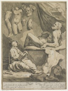Alkuperäisen ja tunnetun suunnittelupiirustuskirjan nimilehti Nimisivu: Abraham Bloemaert, alkuperäinen ja tunnettu konstryk-piirustuskirja. Osa 1 tekijältä Frederick Bloemaert