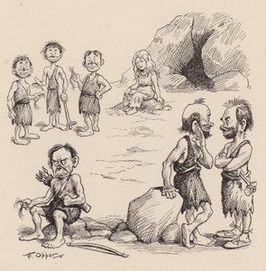 Antidiluvian Ancestors by F Opper: Opper: Numero yhdeksäntoista (litografia)
