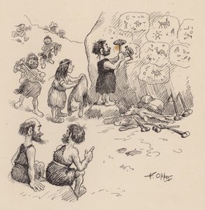 Antidiluvian Ancestors by F Opper: Opper: Numero kuusi (litografia)