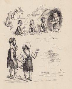 Antidiluvian Ancestors by F Opper: Opper: Numero kolme (litografia)