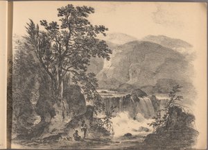Yksi kuudenkymmenen mökkiluonnoksen sarjasta. Lontoo, 1825.