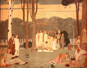 Piknik-kohtaus (juliste) tekijältä Frederick Cayley Robinson