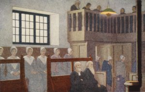 Kveekaripyhimykset: (värilitografia). tekijältä Frederick Cayley Robinson