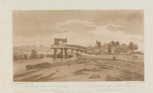 Vesimylly sillan yläpuolella Charentonissa 1803; Kilpi 20 Pariisin Viewsista, Emanuel Volume -jäljitys levystä B181.25.2629