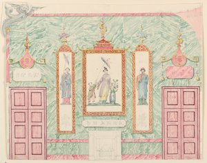 Piirustus, seinän julkisivu, luultavasti juhlasalia varten, Royal Pavilion, Brighton, 1815-22. tekijältä Frederick Crace
