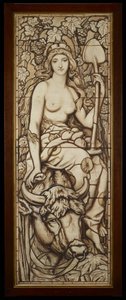 Maa, sarjasta Neljä elementtiä, n.1888-89 (tussi, tussi ja tussi, kynällä ja lyijykynällä huuhtelemalla, paperi). tekijältä Frederick G. Smith