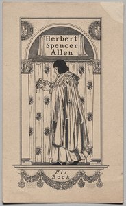 Kirjakilpi: Herbert Spencer Allen, hänen kirjansa kaiverrettu tekijältä Frederick Garrison Hall