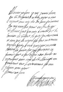 Kaarle I:n kuningattaren Henrietta Marian kirje 1600-luvulta 1865.
