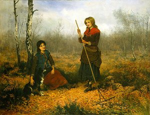 Lehtien kerääminen (öljy kankaalle) tekijältä Frederick Gerald Kinnaird