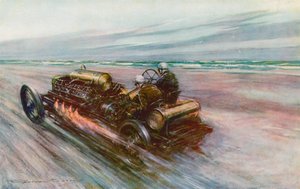Kuuluisa "200" Darracq, jolla Sir Algernon Guinness, Bart, saavutti 120 mph vuonna 1908 (väri litho)