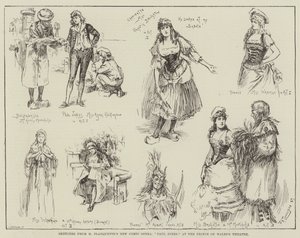 Sketsejä M Planquetten uudesta komediallisesta oopperasta Paul Jones Walesin prinssi-teatterissa. tekijältä Frederick Henry Townsend