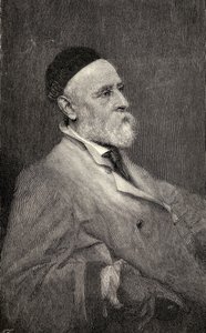 George Frederick Wattsin muotokuva, T. Johnsonin kaivertama Hollyerin valokuvan jälkeen, The Century Illustrated Monthly Magazine -lehdestä, toukokuusta lokakuuhun 1883 tekijältä Frederick Hollyer