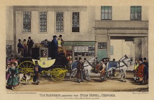 The Blenheim, Leaving the Star Hotel, Oxford (värillinen kaiverrus)
