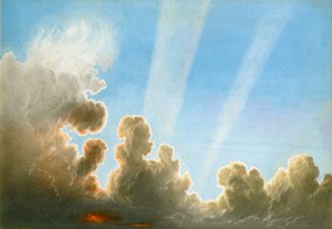 Ukkosmyrsky kulkee Black Countryn yli, auringonlasku (wc ja kynä paperille) tekijältä Frederick Joseph Butler Lines