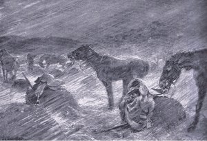 Eteläafrikkalainen raekuuro, teoksesta After Pretoria: The Guerilla War, jonka on julkaissut Harmsworth Bros Limited, 1901. tekijältä Frederick Judd Waugh