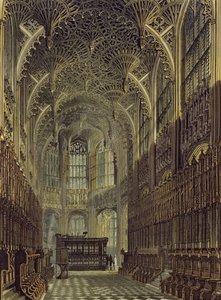 Henry the Seventh Chapel, levy 8 Westminster Abbeystä, kaiverrus J. Bluck (fl.1791-1831) pub. kirjoittanut Rudolph Ackermann (1764-1834) 1811 (akvatinta) tekijältä Frederick Mackenzie