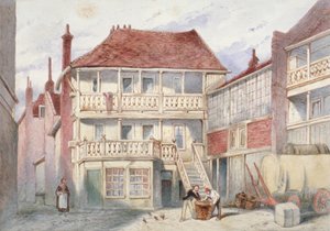 Näkymä French Horn Tavernille, Holborn, Lontoo, 1840