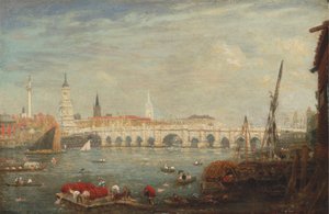 Monumentti ja London Bridge tekijältä Frederick Nash