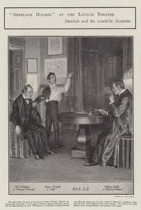 Sherlock Holmesin esitys Lyceum Theatressa, Lontoossa (litho)